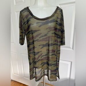 Camo Print Sheer Women's Top